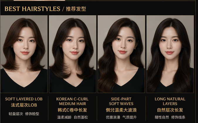 AI HairSalon 多款推荐发型效果对比